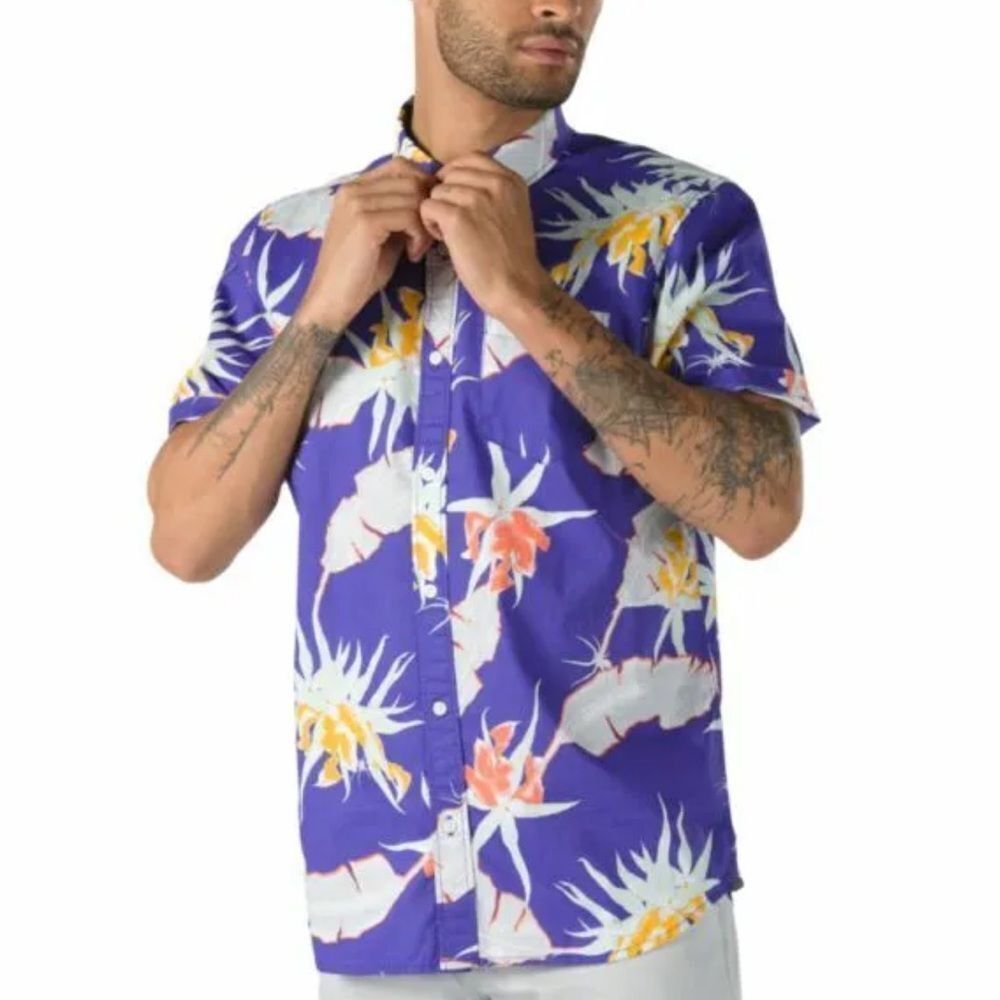 Vans Purple Floral Casual Button Down Shirt